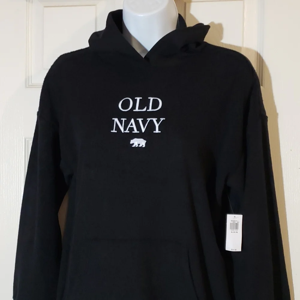 Old Navy Black pull over hoodie - Picture 2 of 10
